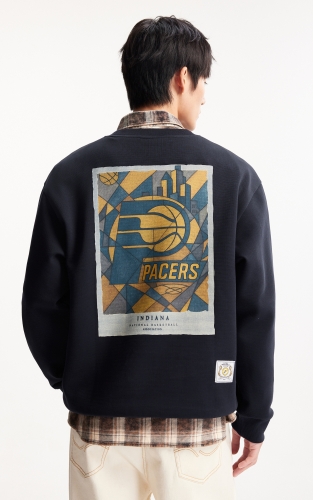杰克琼斯春季卫衣NBA联名宽松圆领步行者队字母刺绣舒适百搭潮 商品图3
