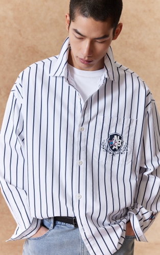 【NBA联名款】杰克琼斯男款春季衬衫外套条纹全明星刺绣廓形 商品图1