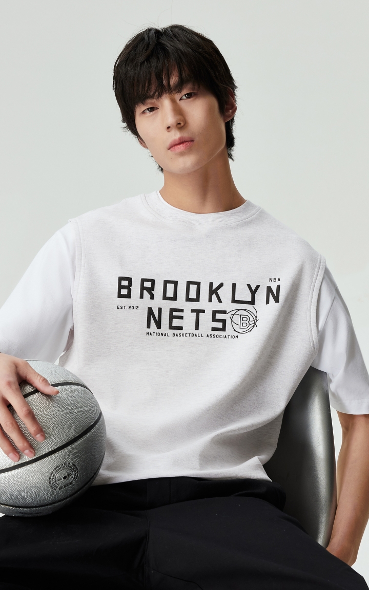 【凉感】杰克琼斯NBA联名篮网队男装T恤夏季无袖宽松圆领时尚印花 商品大图