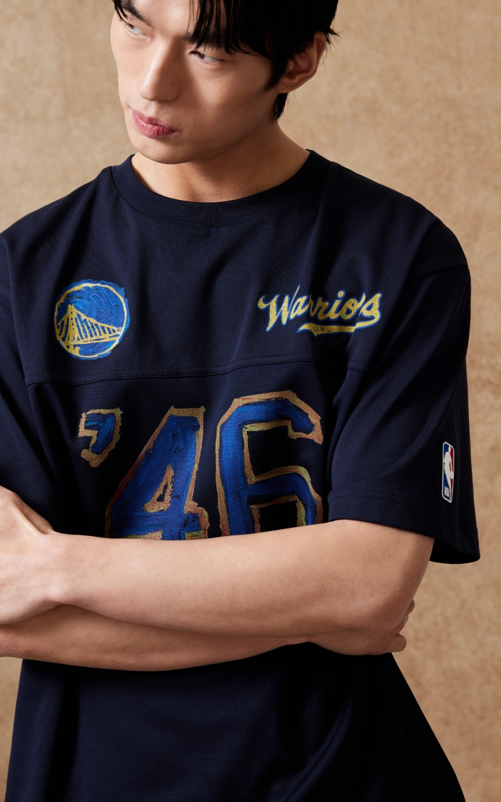 【NBA联名】杰克琼斯夏季男装T恤宽松罗纹圆领短袖精致数字图案潮流 商品大图