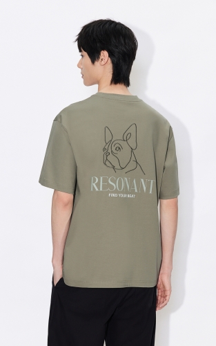杰克琼斯男装夏季T恤时尚百搭刺绣背后法斗犬装饰舒适圆领宽松 商品图3