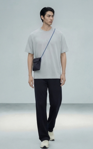 【吸湿速干】杰克琼斯男装短袖T恤精致刺绣立体拼接剪裁合体圆领 商品图2