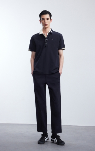 杰克琼斯男装夏季POLO衫简约百搭风撞色针织袖口翻领短袖上衣 商品图2
