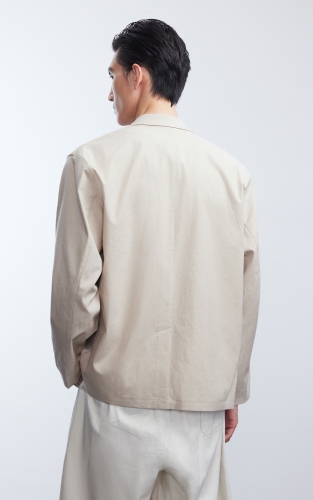 【麻混纺】杰克琼斯男装夏季西服外套简约纯色两粒扣平驳领宽松 商品图3
