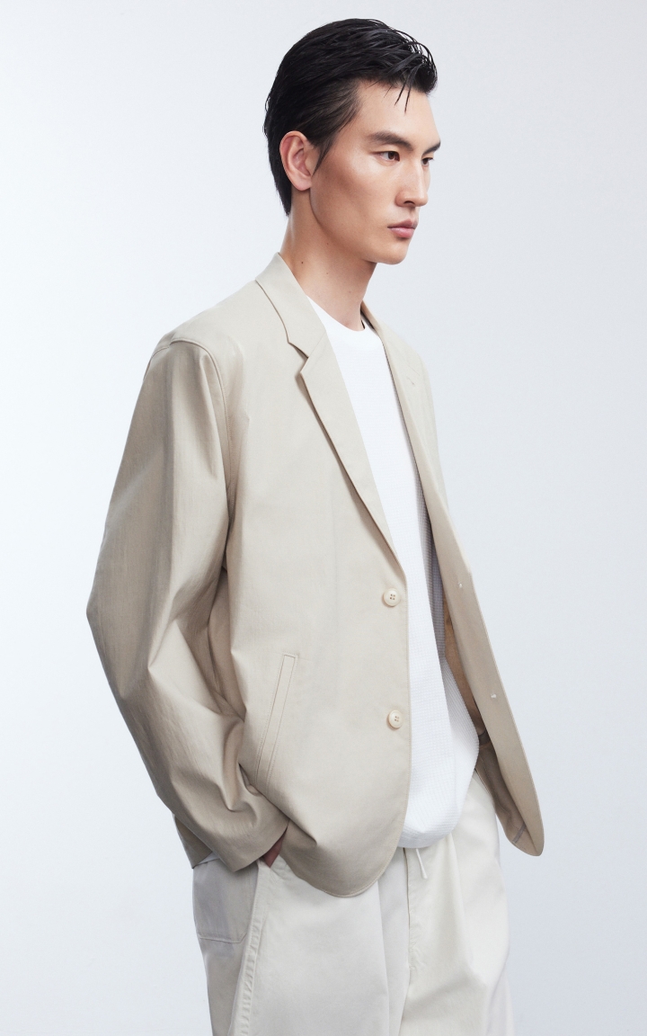 【麻混纺】杰克琼斯男装夏季西服外套简约纯色两粒扣平驳领宽松 商品大图