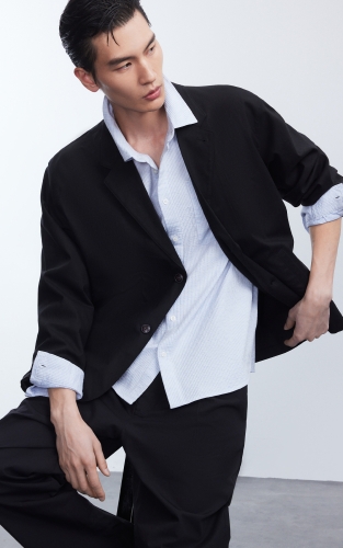 【麻混纺】杰克琼斯男装夏季西服外套简约纯色两粒扣平驳领宽松 商品图1