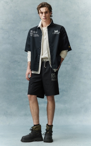 杰克琼斯夏季男装短裤廓形版型BASQUIAT艺术家联名系列撞色松紧抽绳腰头时尚男裤 商品图2