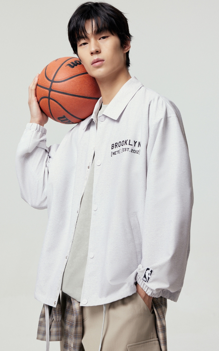 【NBA联名款篮网队】杰克琼斯男装夹克外套字母印花宽松百搭舒适 商品大图