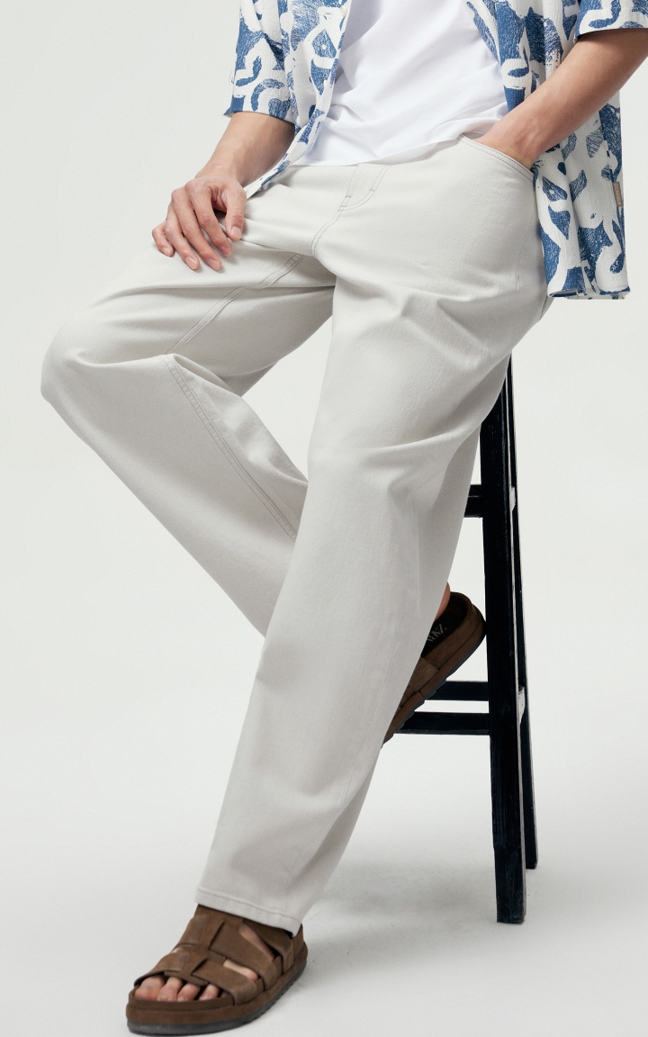 杰克琼斯夏季男款牛仔长裤子宽松纽扣字母皮标舒适亲肤百搭潮流 商品大图