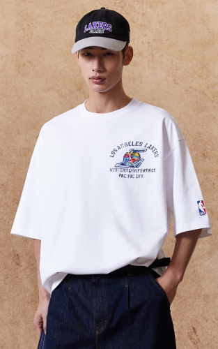 【NBA联名湖人队】杰克琼斯男装秋季T恤短袖纯棉时尚圆领廓形 商品图1