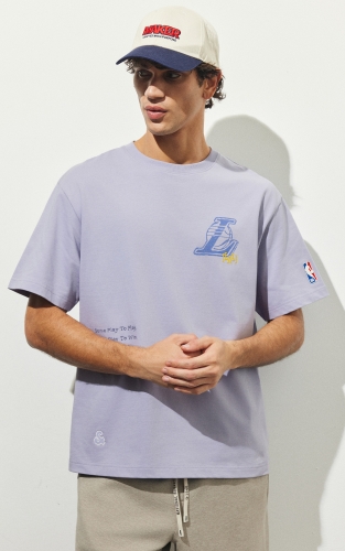 【NBA湖人队】杰克琼斯夏季男装T恤短袖宽松刺绣胶印圆领上衣 商品图1