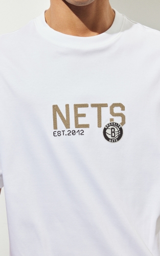 【NBA篮网队】杰克琼斯男装夏季T恤短袖上衣宽松印花纯棉圆领 商品图4