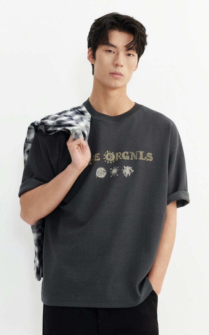 杰克琼斯男装T恤短袖上衣舒适百搭潮时尚印花肌理感罗纹圆领宽松 商品大图