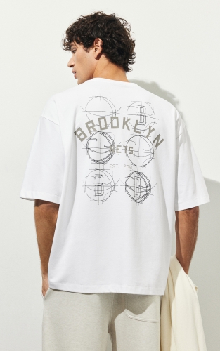 【NBA联名篮网队】杰克琼斯男装T恤短袖宽松舒适休闲百搭胶印 商品图1