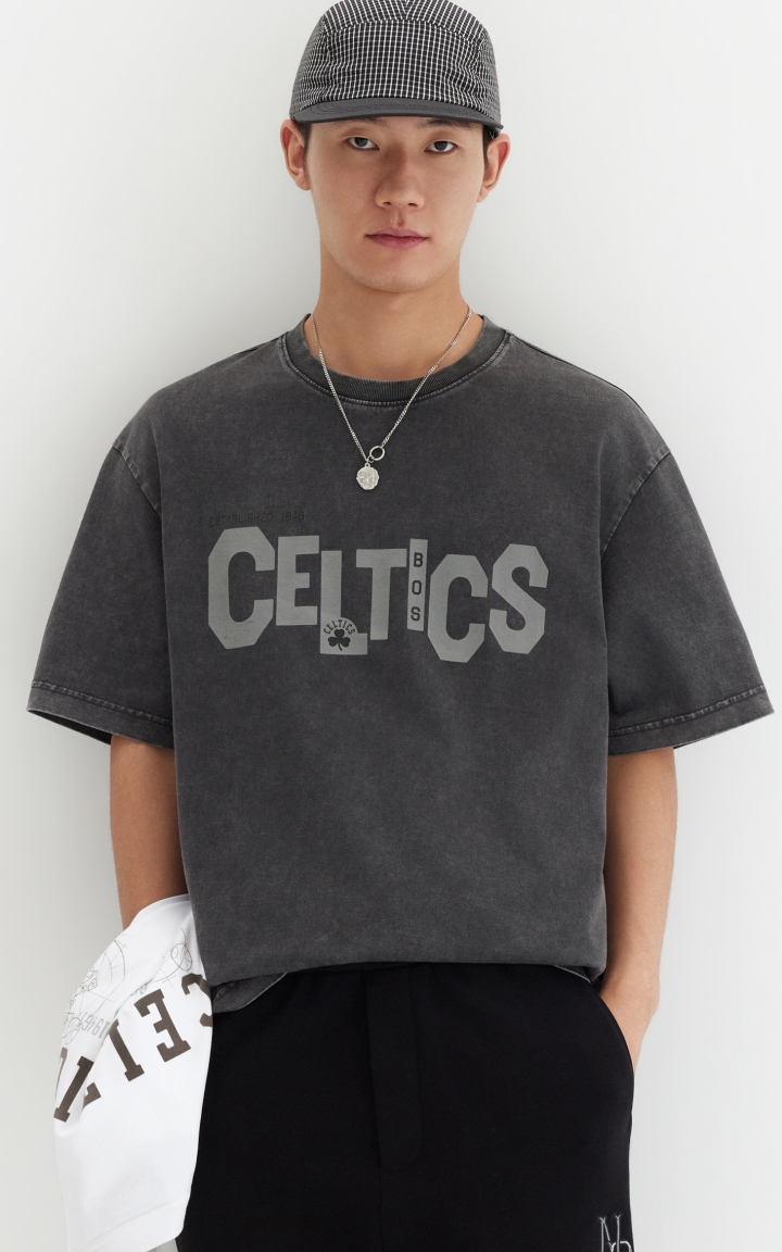 【纯棉】杰克琼斯NBA联名凯尔特人秋季男装T恤圆领做旧短袖潮上衣 商品大图