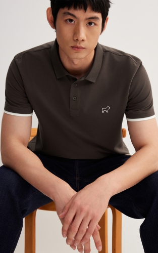 杰克琼斯男装夏季polo衫纽扣纯色日常百搭小狗刺绣款短袖上衣 商品图1