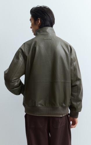 杰克琼斯秋季男装夹克立领羊皮革棒球服宽松休闲百搭潮时尚舒适通勤 商品图3