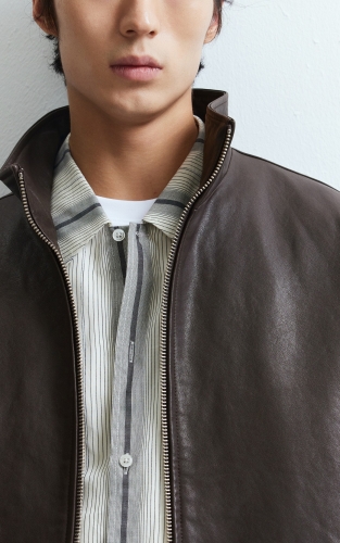 杰克琼斯秋季男装夹克立领羊皮革棒球服宽松休闲百搭潮时尚舒适通勤 商品图4