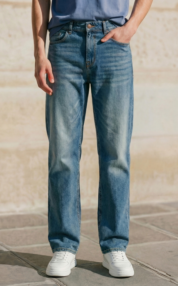 【断纹牛仔】杰克琼斯男装秋季牛仔裤长裤子直筒猫须水洗时尚百搭 商品大图