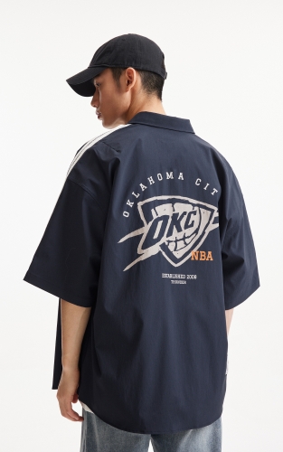 【NBA联名款雷霆队】杰克琼斯男装衬衫短袖队标图案装饰百搭宽松 商品图3