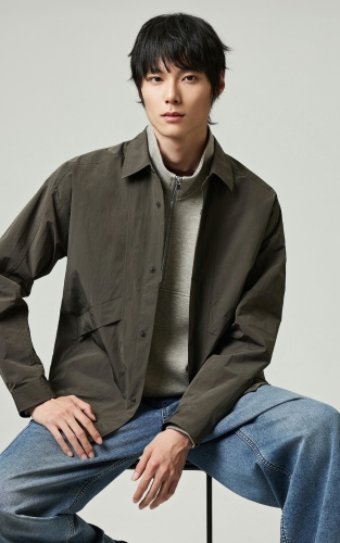 杰克琼斯男装衬衫外套上衣舒适百搭潮肌理感面料按扣门襟翻领宽松 商品图1