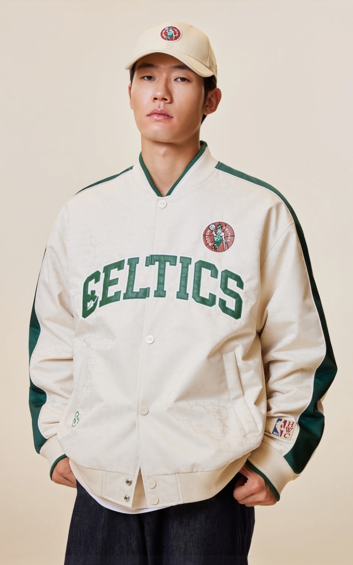 【NBA HWC复古球标系列】杰克琼斯冬季男装新款棉服撞色棒球领休闲 商品大图
