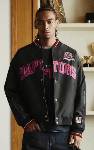 【NBA联名】杰克琼斯秋冬男装新款棉服棒球服撞色刺绣印花美式休闲复古高街 商品图3