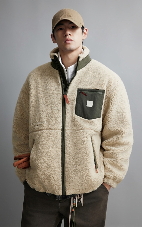 杰克琼斯冬季男装新款棉衣棉服宽松立领刺绣长袖保暖美式休闲复古