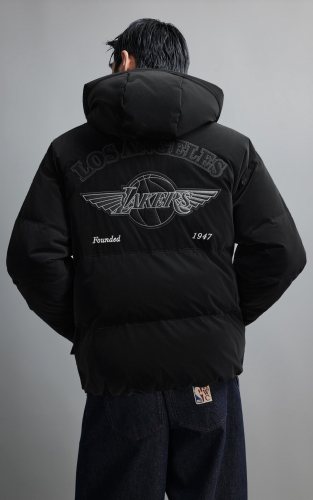 【NBA联名湖人队羽绒服】杰克琼斯冬季男装新款宽松连帽刺绣长袖 商品图3