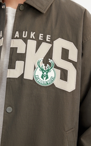 【NBA雄鹿队】杰克琼斯冬男装新款羽绒服拼接翻领休闲风通勤外套 商品图4