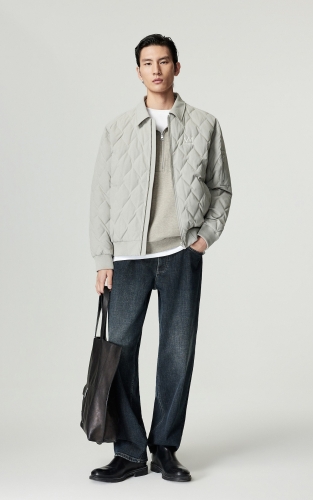 【BSQ联名轻薄羽绒服】杰克琼斯秋冬男装新款格纹绗缝宽松翻领外套 商品图2
