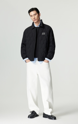 【BSQ联名轻薄羽绒服】杰克琼斯秋冬男装新款格纹绗缝宽松翻领外套 商品图2