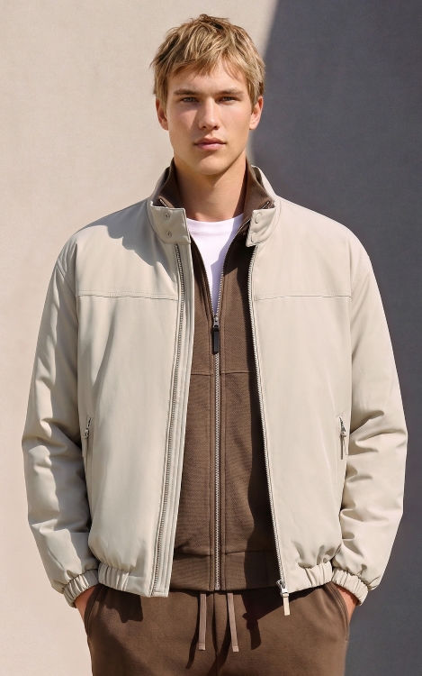 【好线精工薄羽绒服】杰克琼斯冬季男装新款拼接刺绣立领休闲通勤 