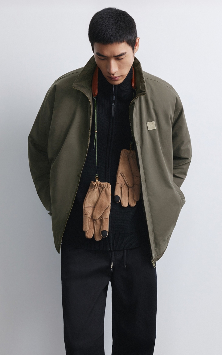 【工装薄款羽绒服】杰克琼斯秋冬男装新款廓形外套印花立领休闲通勤 商品大图
