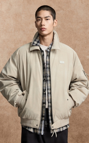 【工装羽绒服】杰克琼斯秋冬男装新款廓形外套刺绣翻领休闲通勤复古 商品图1