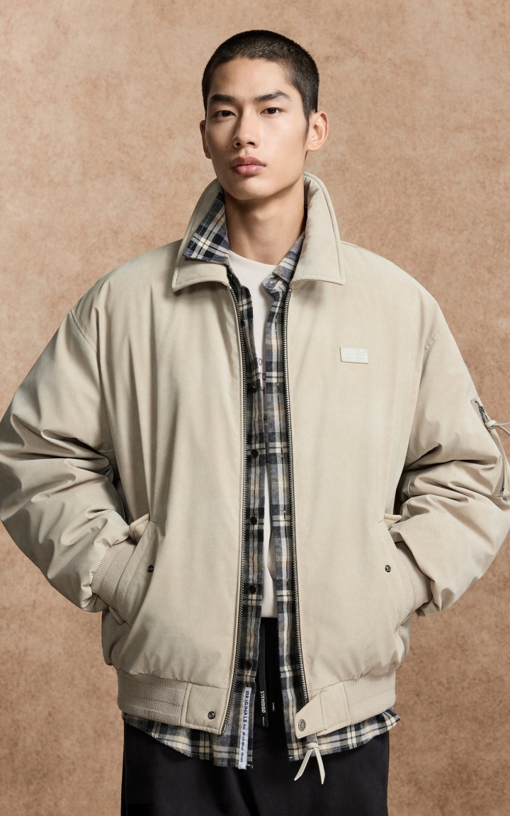 【工装羽绒服】杰克琼斯秋冬男装新款廓形外套刺绣翻领休闲通勤复古 商品大图