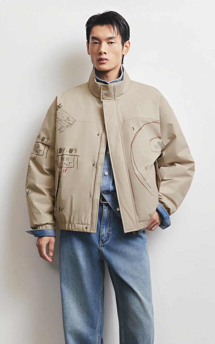 杰克琼斯秋冬男装新款羽绒服印花保暖立领美式休闲复古通勤休闲街头 商品大图