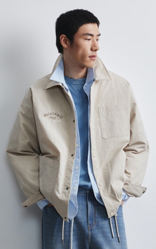 【工装薄款羽绒服】杰克琼斯秋冬男装新款外套刺绣胶印翻领休闲通勤 商品图1