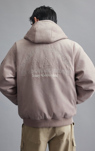 【仿麂皮薄羽绒服】杰克琼斯冬季男装新款连帽立体钢印贴布休闲通勤 商品图3