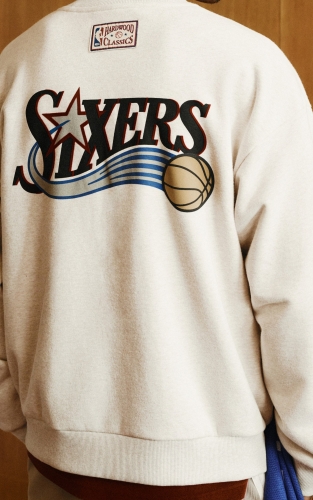 [NBA HWC复古球标系列76人队]杰克琼斯秋冬男装卫衣新款刺绣加绒保暖美式复古 商品图4