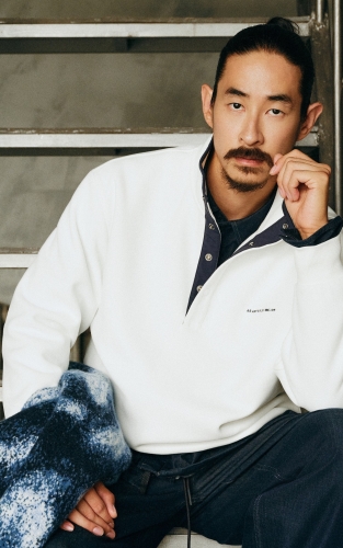 杰克琼斯冬季男装卫衣新款半开襟立领宽松刺绣印花巴恩风休闲美式 商品图1